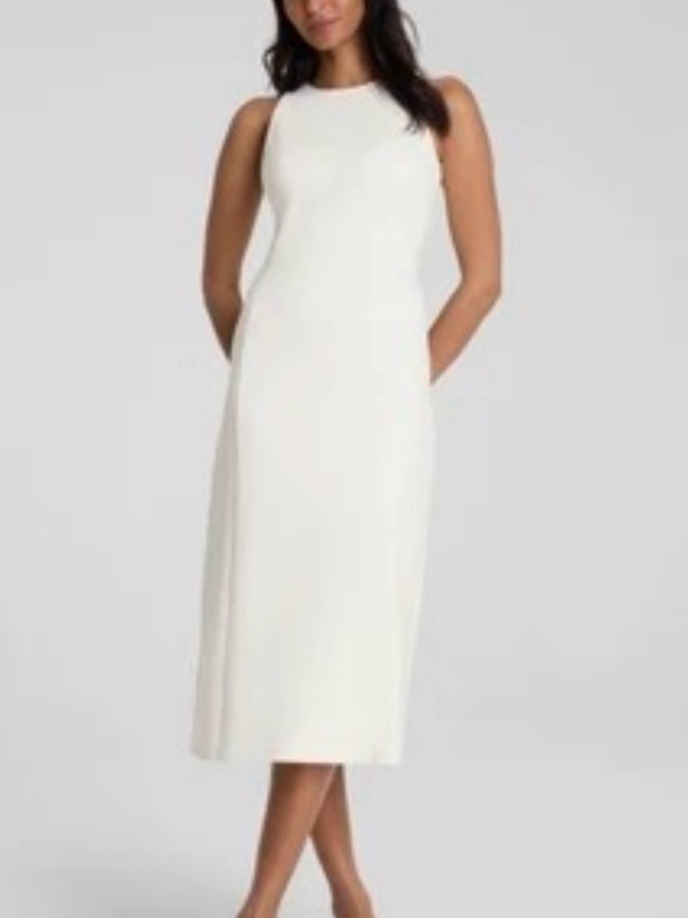 SPANX Ponte Sleeveless A-Line Midi Dress Ivory M NWOT